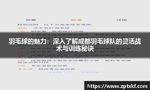 羽毛球的魅力：深入了解成都羽毛球队的灵活战术与训练秘诀