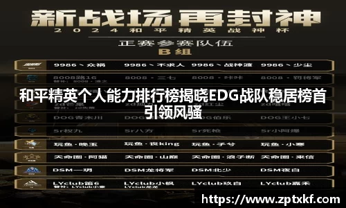 和平精英个人能力排行榜揭晓EDG战队稳居榜首引领风骚